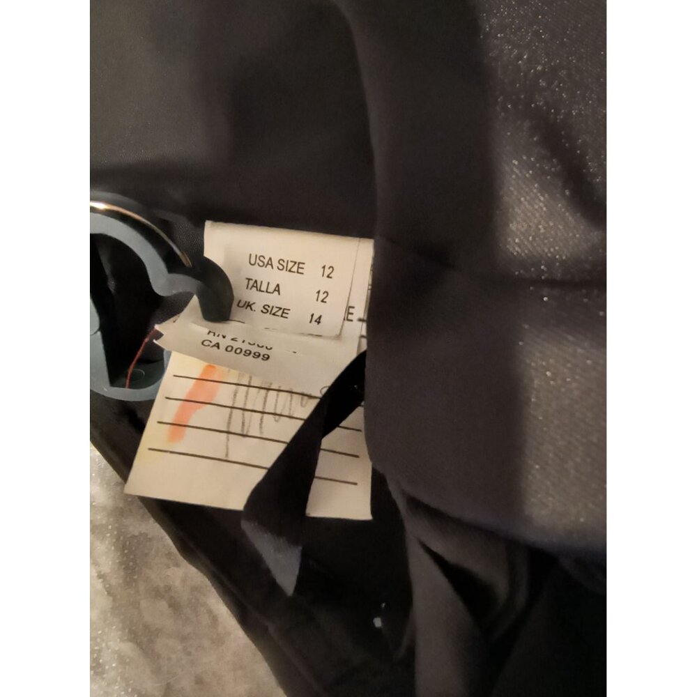 Morilee Black Strapless Mermaid Gown W/ Turquoise & Rhinestone Neckpiece 12 - Picture 9 of 10